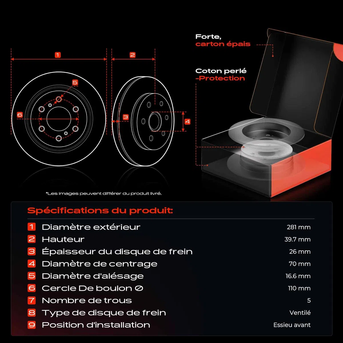 Frankberg 2 disques de frein + 4 plaquettes de frein