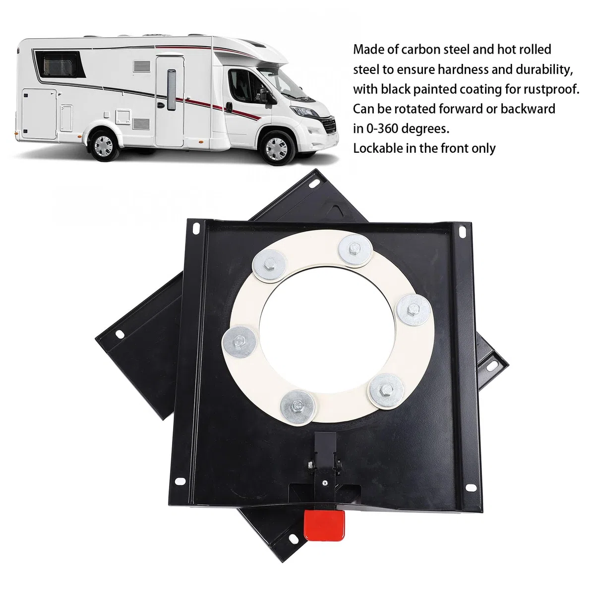 Base Pivotante de Siège Robuste, Rotation à 360 Degrés, Plaque de Montage de Plateau Tournant de Siège de Camping-Car en Acier au Carbone pour Camping-Car et Véhicule Commercial