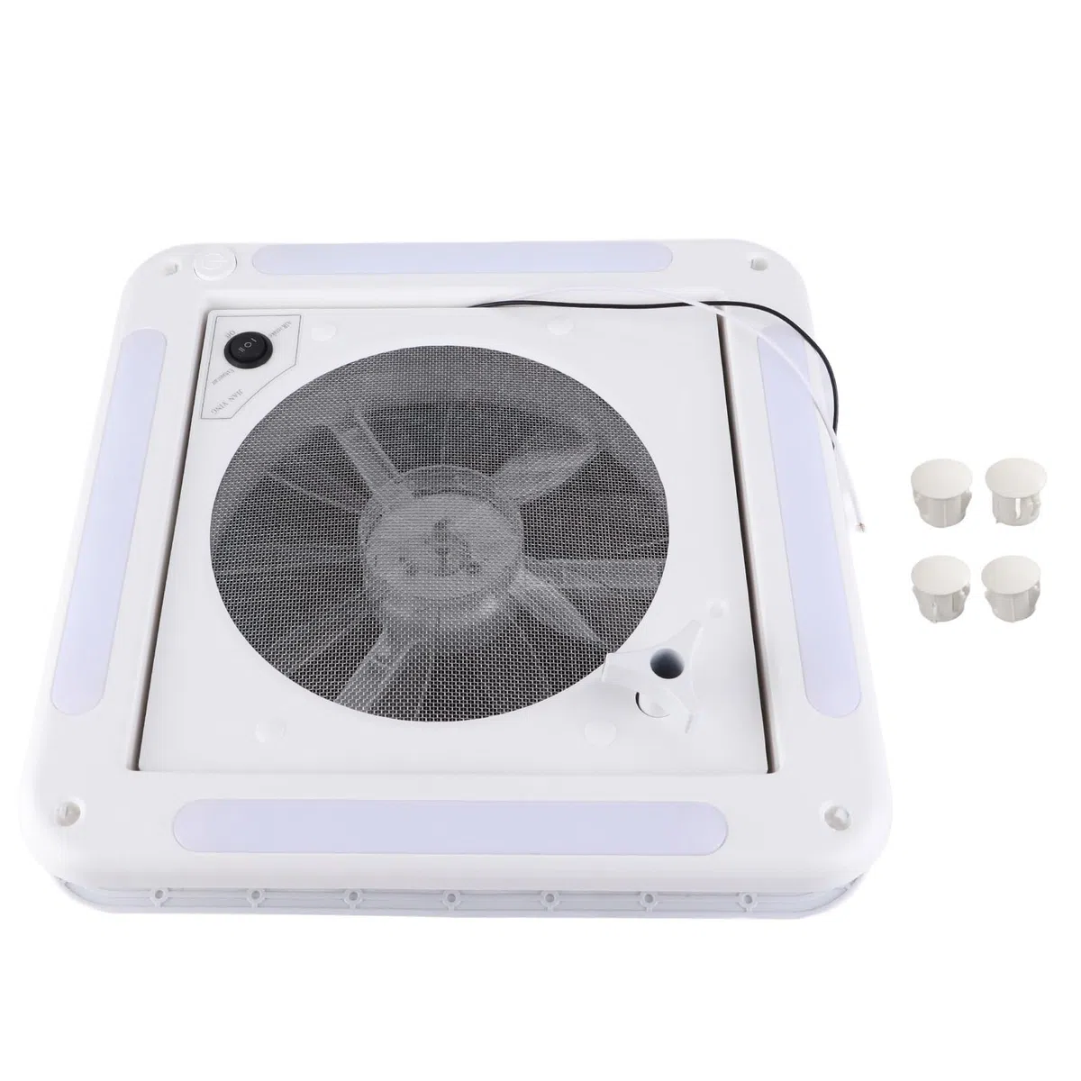 Ventilateur de So sur le toit pour ventilateur de So sur le toit du ventilateur d'échappement RV 12 V 360 x 360 mm 10 Lames Sortie D'entrée D'air à Double Mode 4 Lumière LED pour Remorque Camp