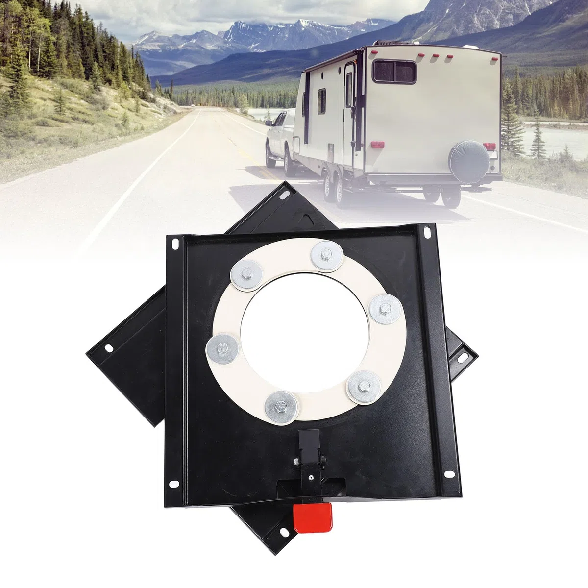 Base Pivotante de Siège Robuste, Rotation à 360 Degrés, Plaque de Montage de Plateau Tournant de Siège de Camping-Car en Acier au Carbone pour Camping-Car et Véhicule Commercial