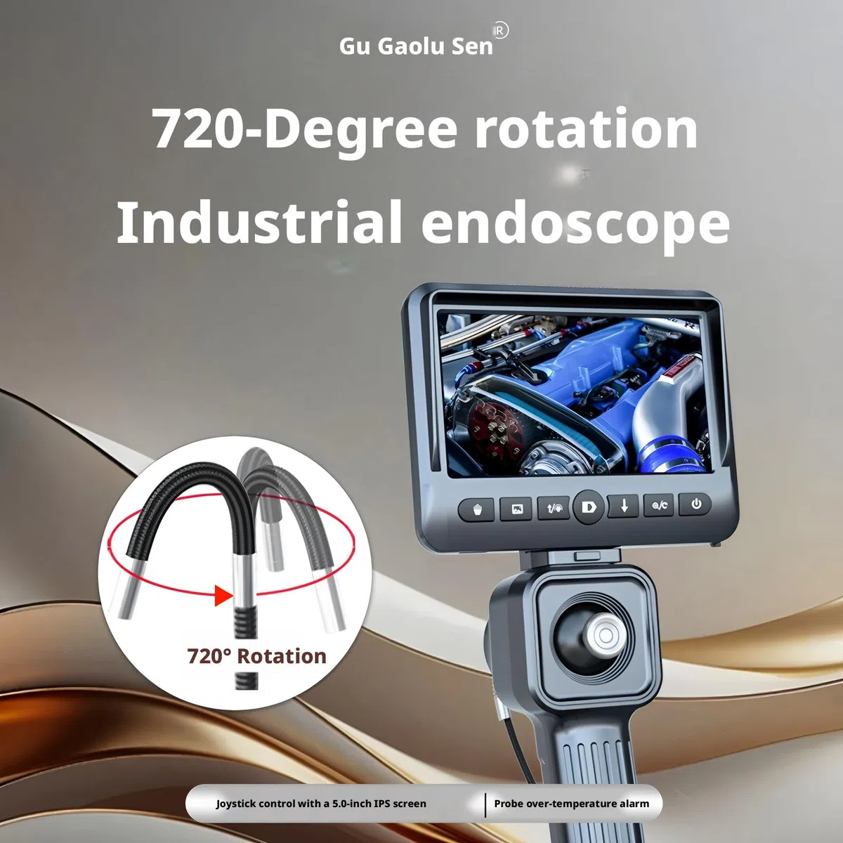 Caméra d'inspection GL-500A Endoscope 6,5 mm 1 m double objectif 1080P