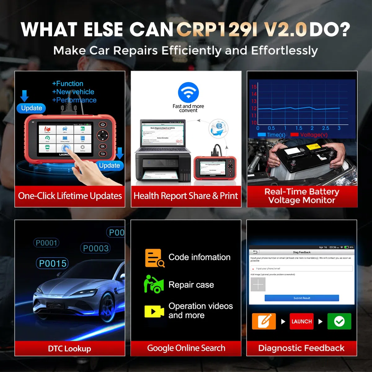 Launch CRP129I Elite OBD2 Scanner, Moteur/ABS/SRS/Lecteur de Code de
