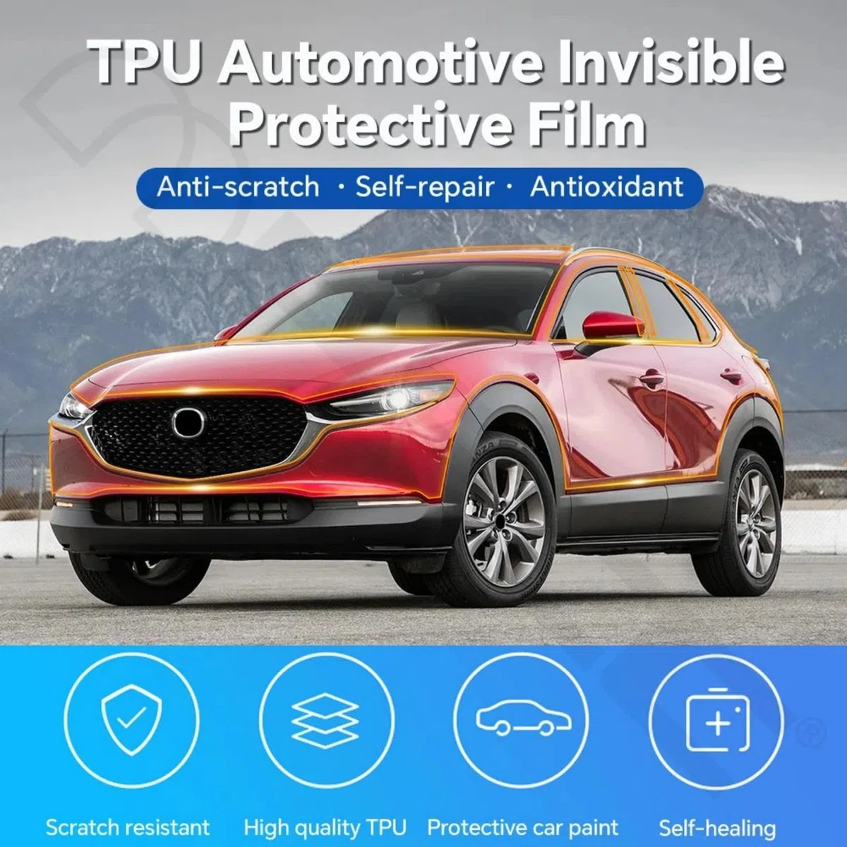 Film de protection de peinture PPF en TPU pour Mazda CX-30 2020-2025 - Ajustement personnalisé - Revêtement transparent - Résistant aux rayures et auto-cicatrisant - Accessoires de finition