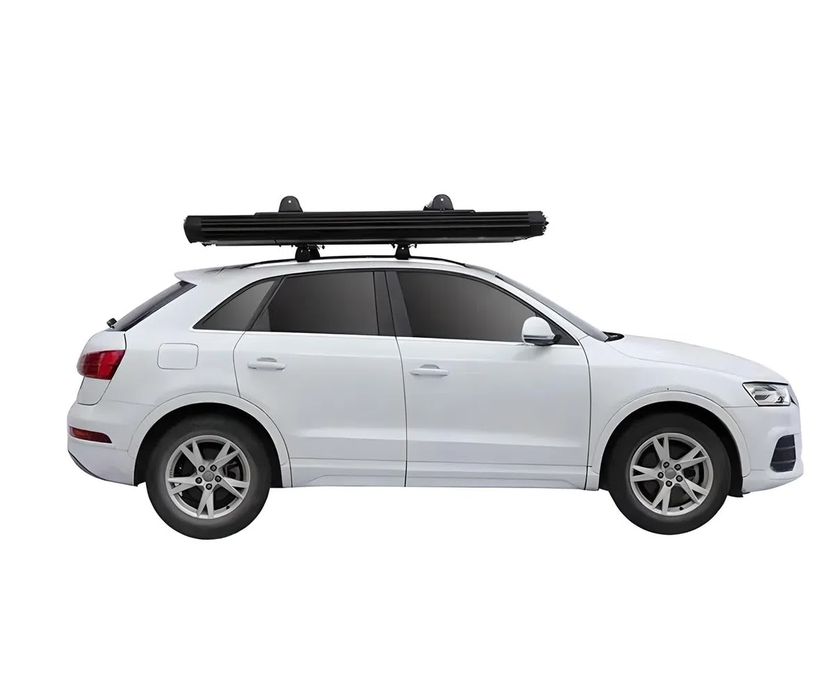 Tente de toit de voiture, auvent, tente de toit noir/gris, coque rigide en aluminium.