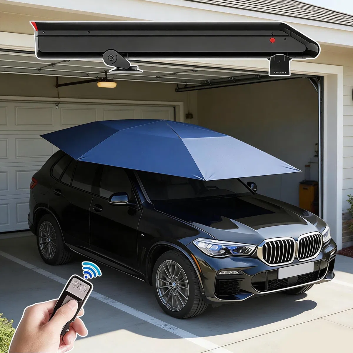 Tente-Parasol De Voiture Entièrement Automatique – 3800x2800 Mm Tente De Toit pour Voiture, Protection Solaire Extérieure Imperméable Et Anti-UV, Télécommande pour Berline Et SUV Blue